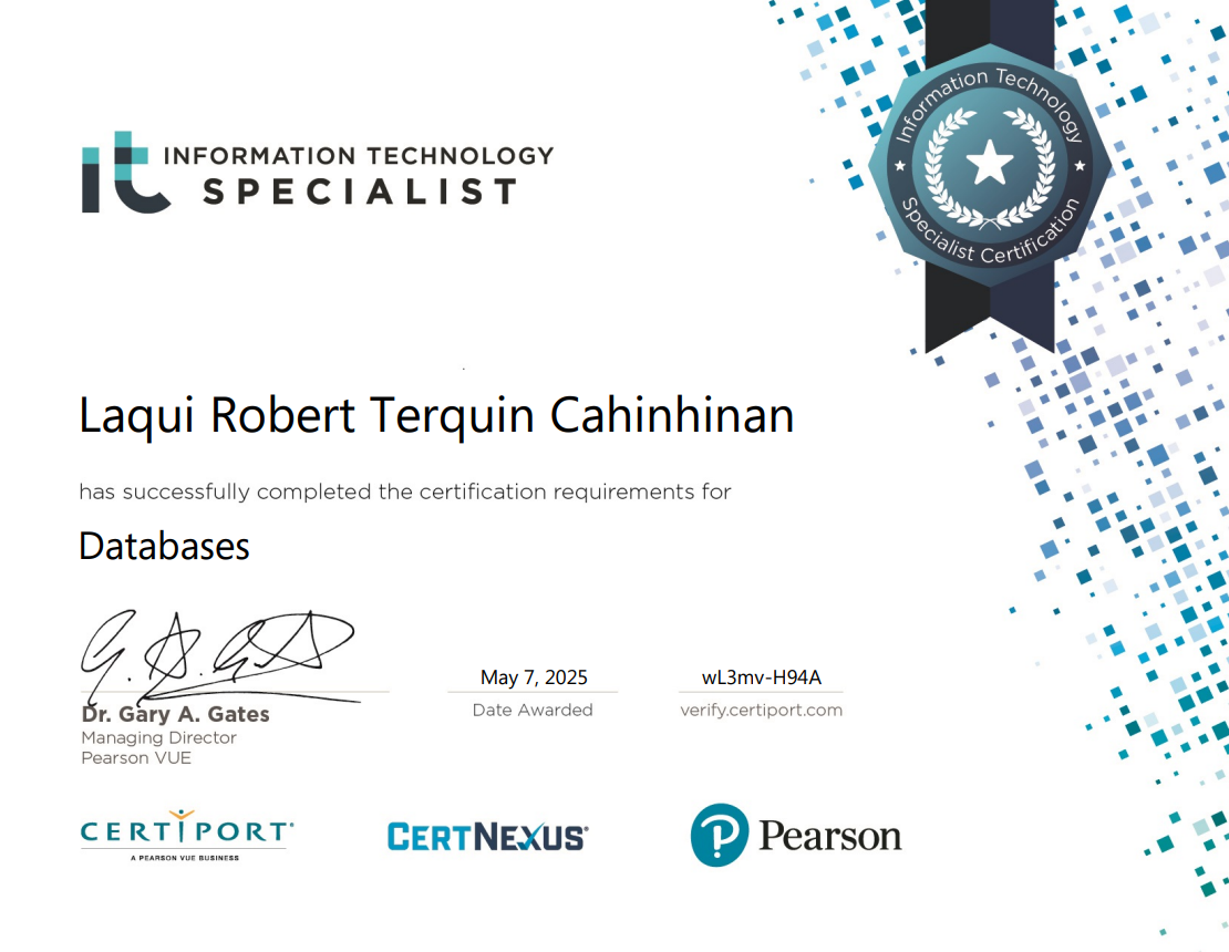 Information Technology Specialist in Databases