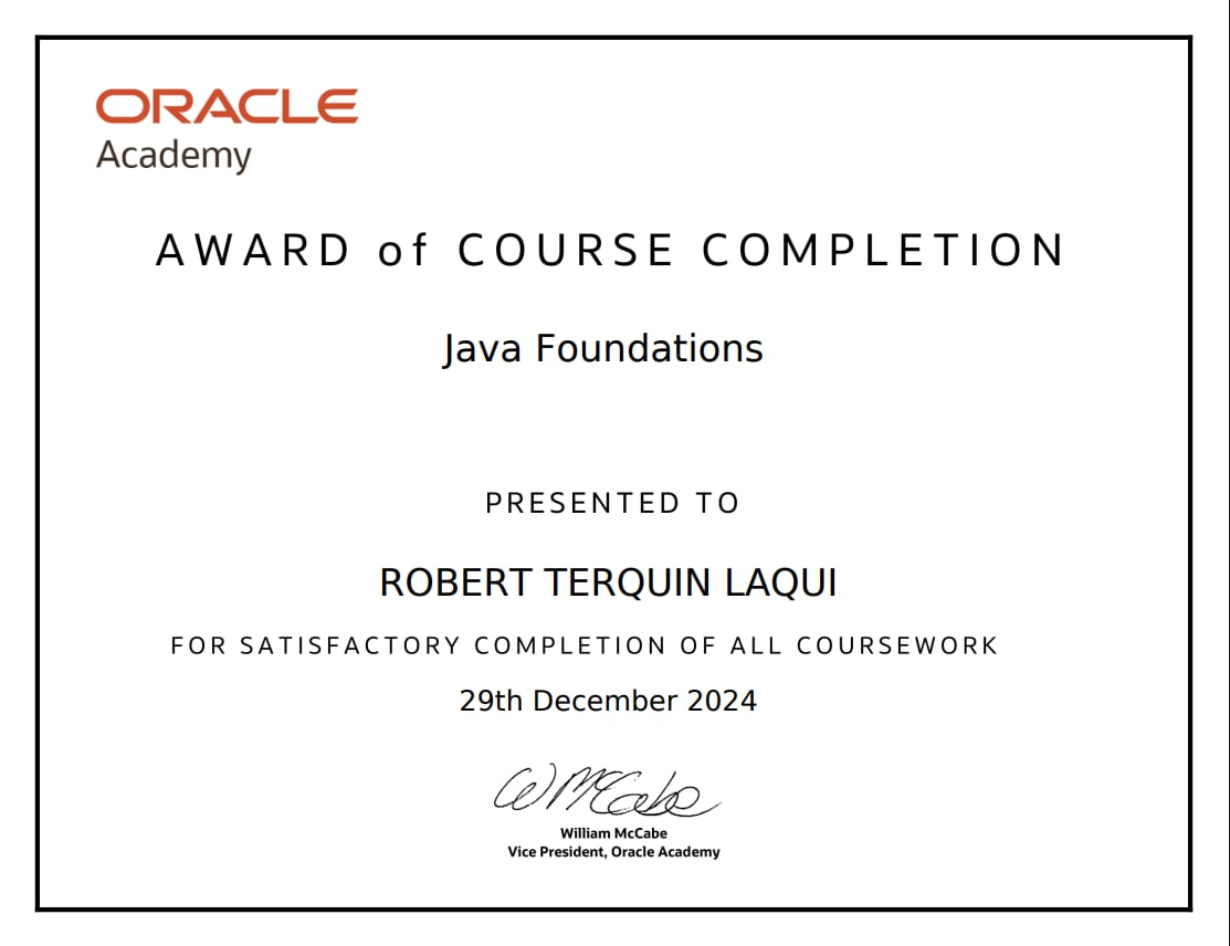 Oracle Java Foundations